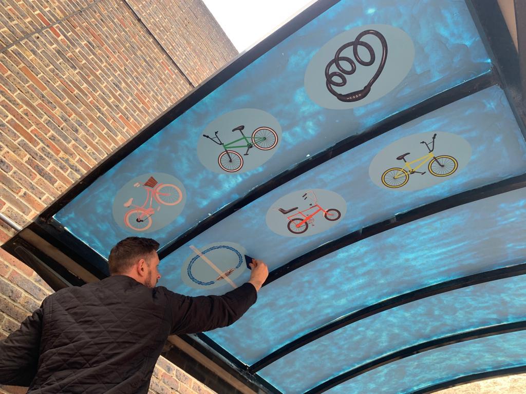 Neil Jepson and Liam Kelleher bike shelter outside Willows Streets Alive