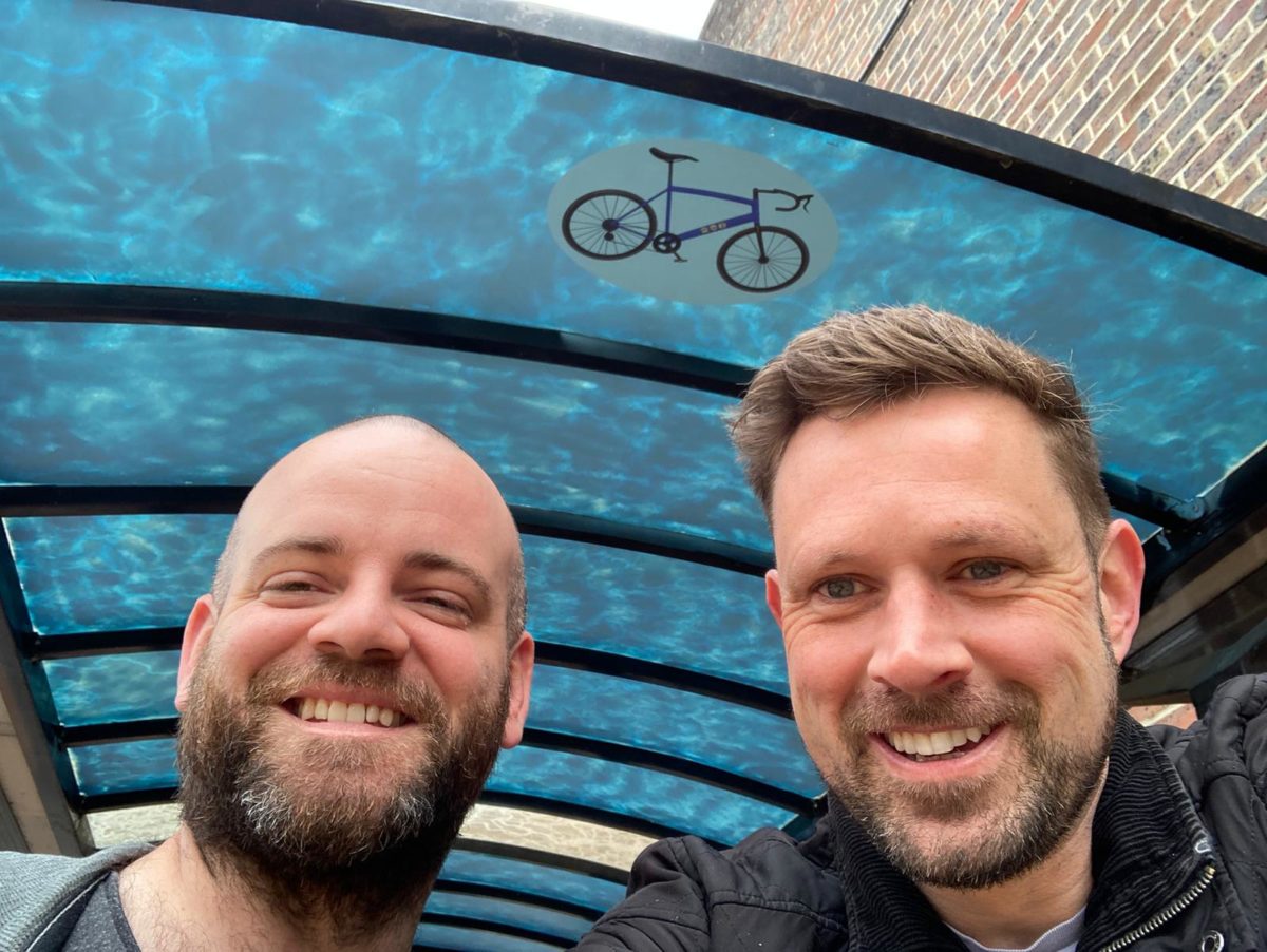 Neil Jepson and Liam Kelleher bike shelter outside Willows Streets Alive